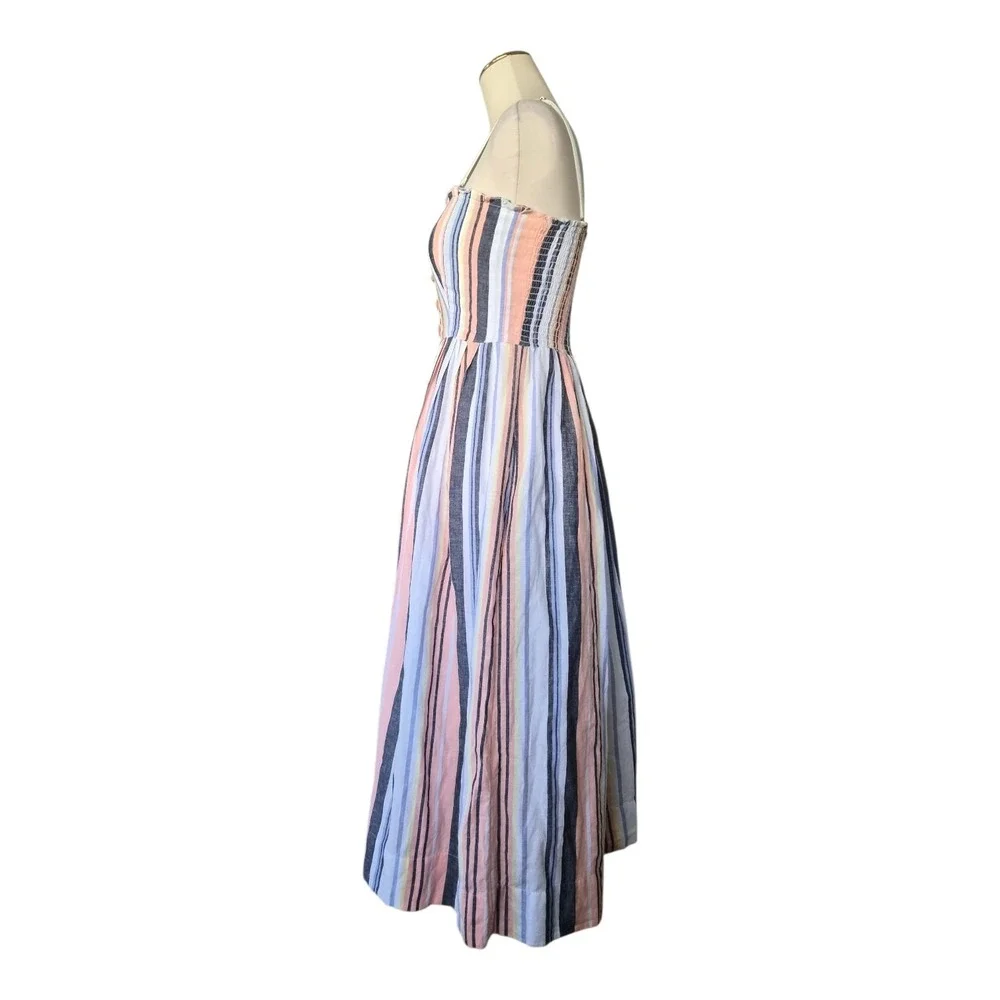 Free People Lilah Striped Pastel Cotton Dress Bohemian Fit‎ And Flare M  NWT